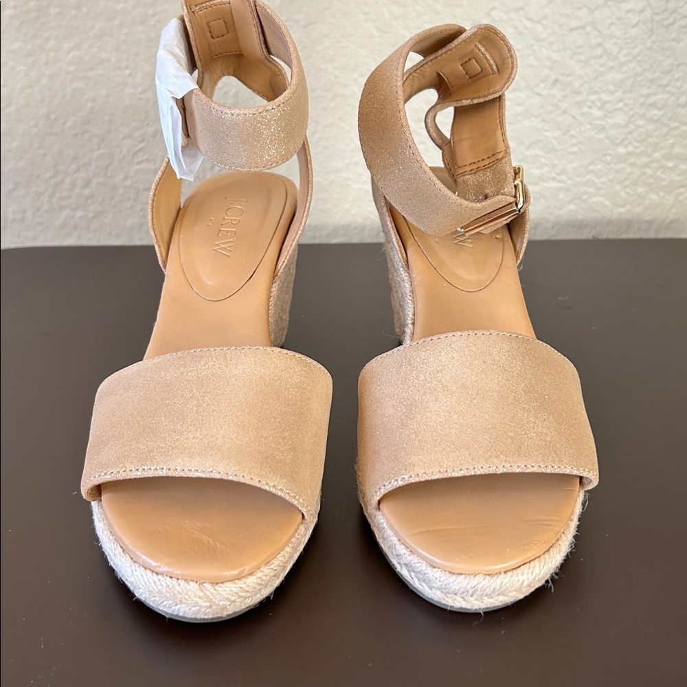 J.Crew Metallic Espadrille Wedge Sandals – Size 5.5 (New) - Picture 2 of 9